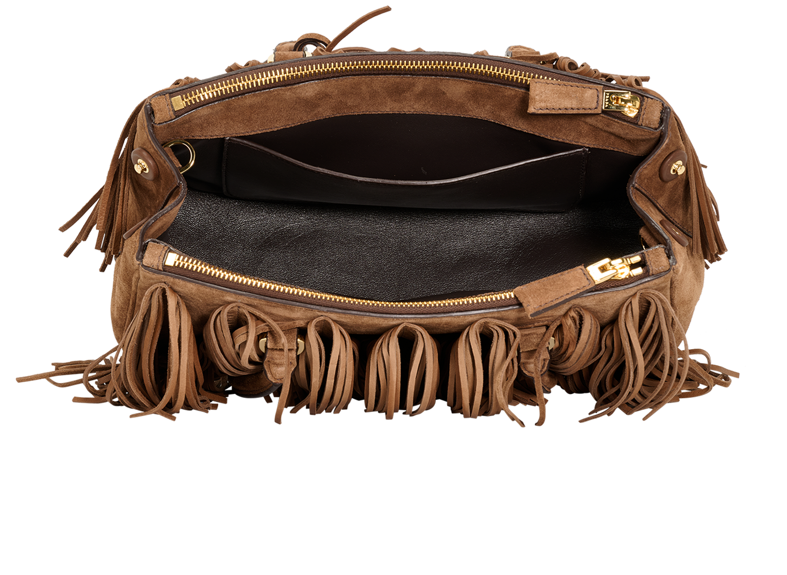 Medium Galleria With Fringe, &pound;3,100, Handbags, Brown, Suede, Inside view
